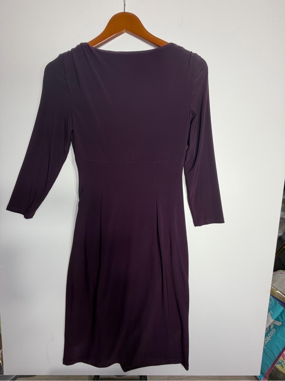 Lauren Ralph Lauren Deep Plum Draped Wrap-Style Jersey Dress size 2 new w tags - Picture 2 of 10